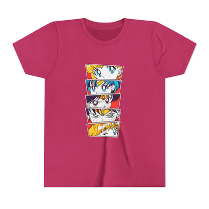Youth Anime-Inspired Short Sleeve Tee - Colorful Sailor Moon Character Eyes T-shirt Design - CreativeRino