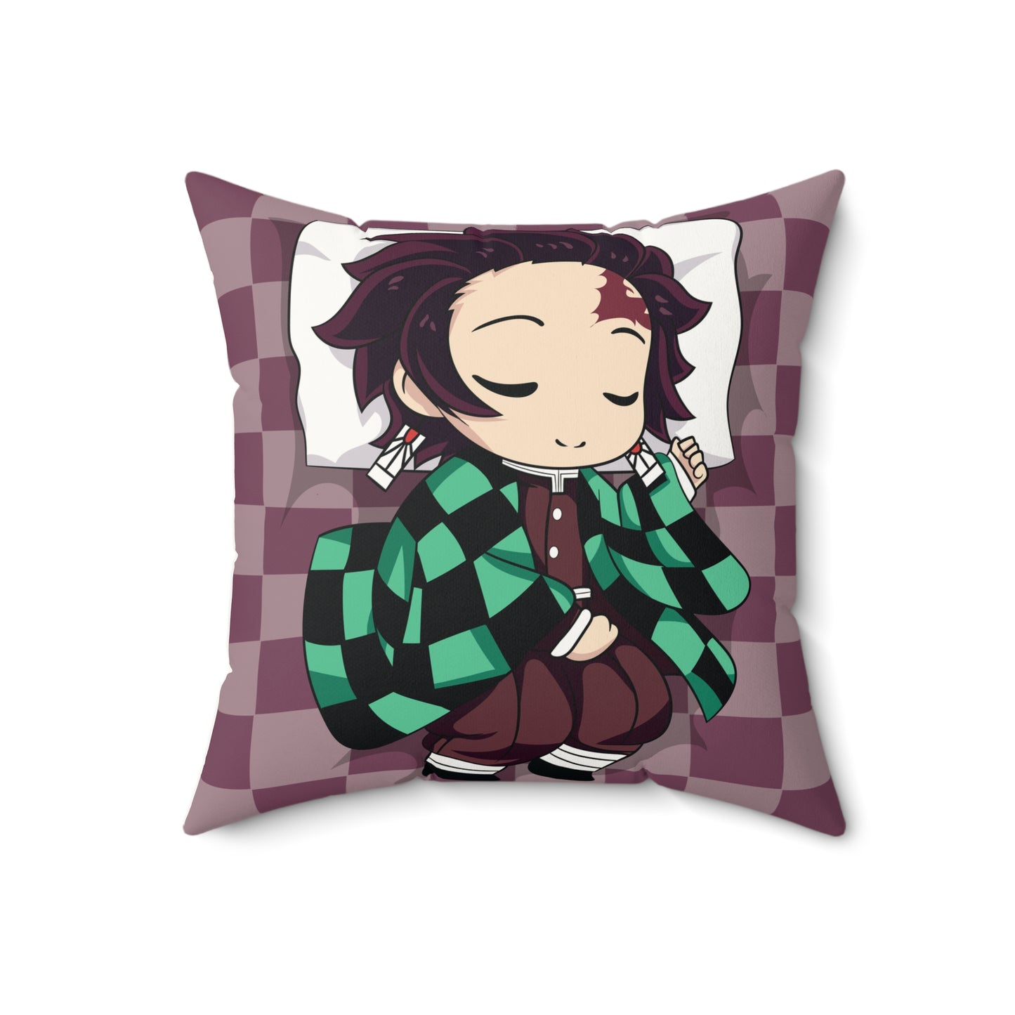 Demon Slayer Chibi Character Faux Suede Square Pillow - Cozy Home Decor - CreativeRino