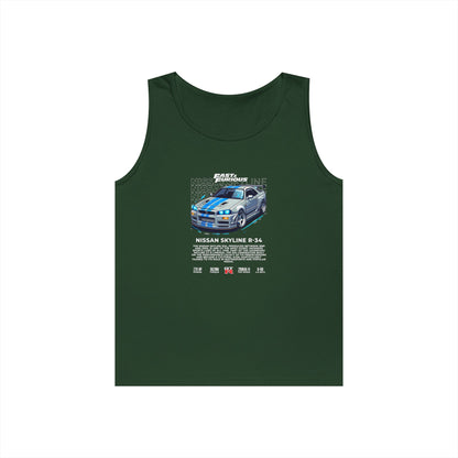 Fast & Furious Nissan Skyline R34 Unisex Heavy Cotton Tank Top - CreativeRino