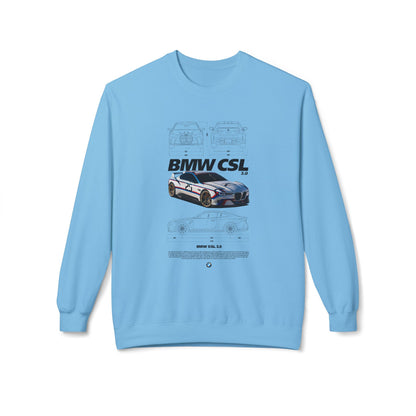 BMW CSL Fleece Crewneck Sweatshirt - Perfect for Car Enthusiasts - CreativeRino