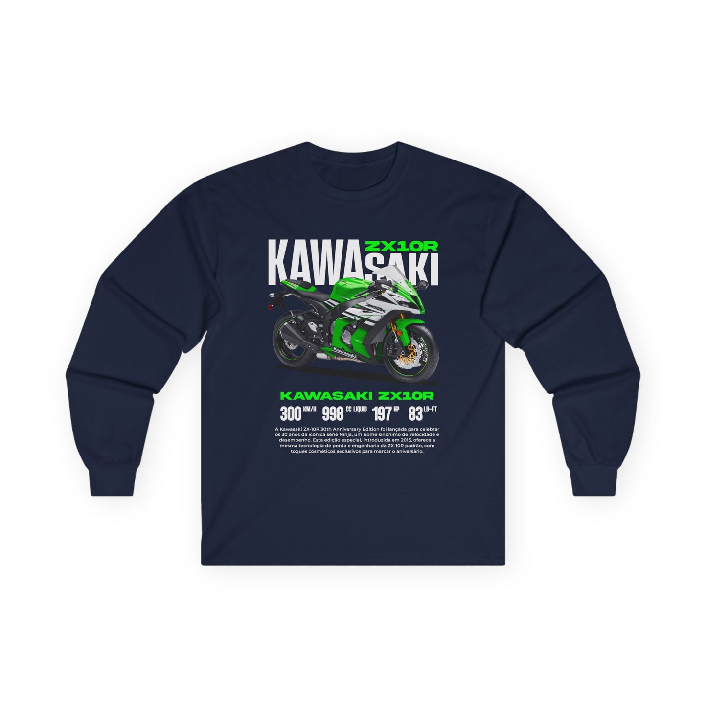 Kawasaki Ninja ZX-10R Unisex Ultra Cotton Long Sleeve Tee - Perfect T-shirt Gift for Motorcycle Enthusiasts - CreativeRino