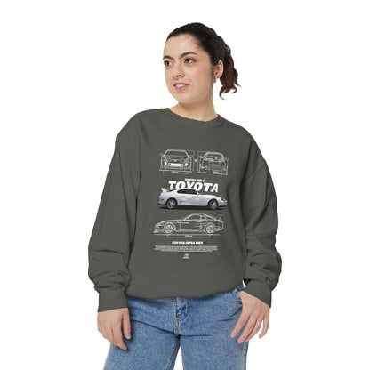 Toyota MK4 Supra Unisex Garment-Dyed Sweatshirt - Classic Car T-shirt - CreativeRino