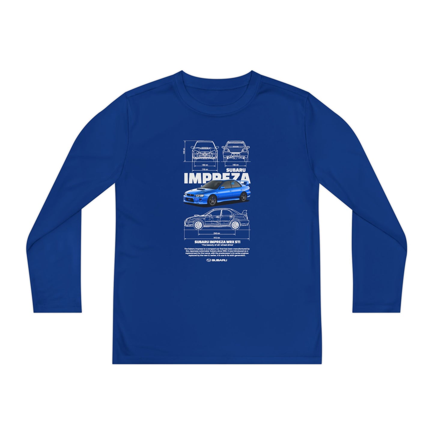 Subaru Impreza Youth Long Sleeve Tee - Coo l Car Design for Young Automotive Enthusiasts - CreativeRino