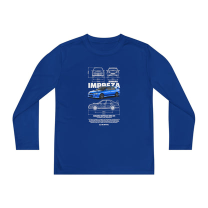 Subaru Impreza Youth Long Sleeve Tee - Coo l Car Design for Young Automotive Enthusiasts - CreativeRino