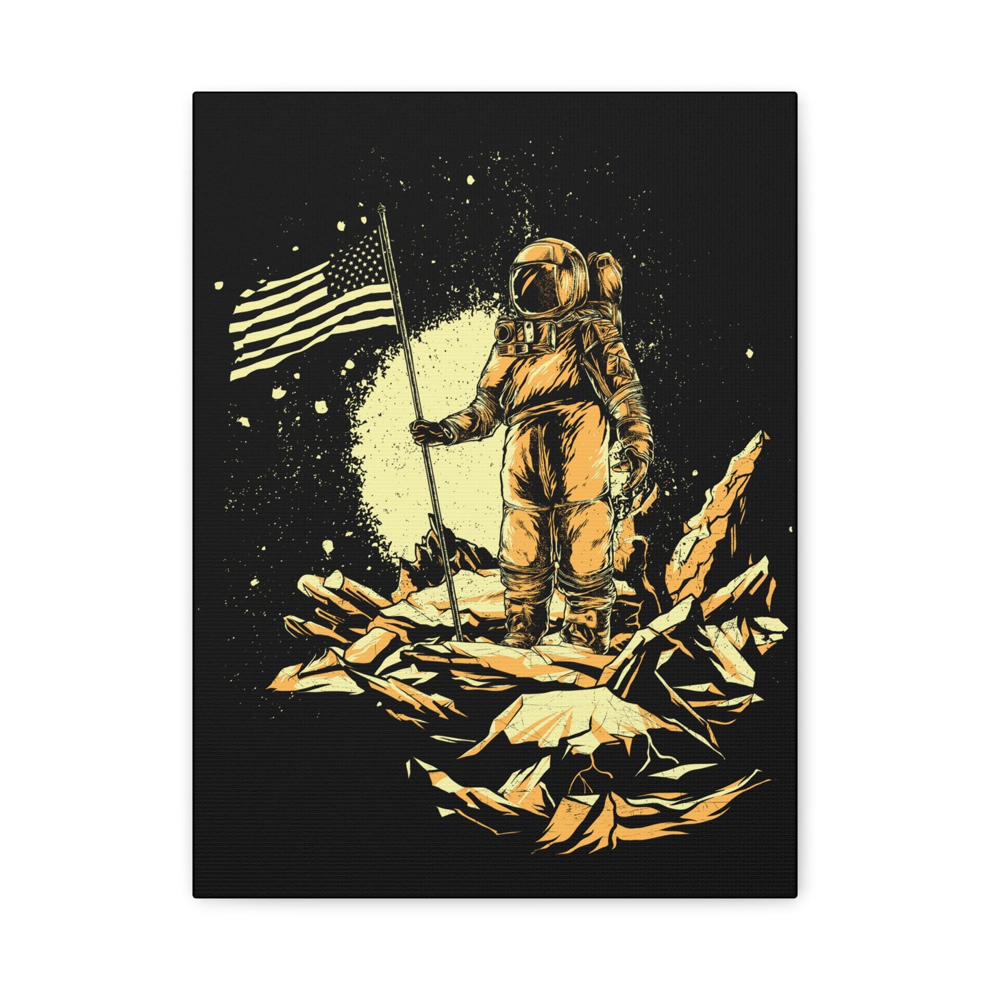 Astronaut Wall Art Canvas - Space Exploration Decor with American Flag - CreativeRino