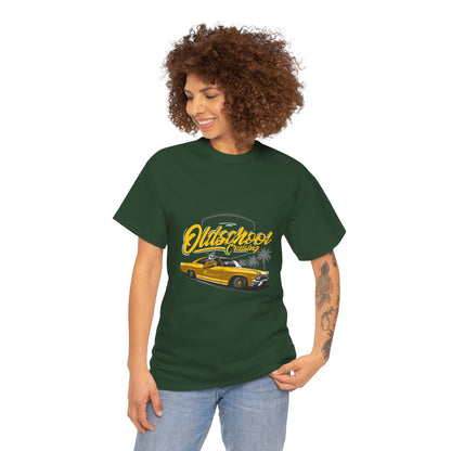 Retro Car Unisex Heavy Cotton Tee - "Oldschool Cruisin'" T-shirt Design - CreativeRino