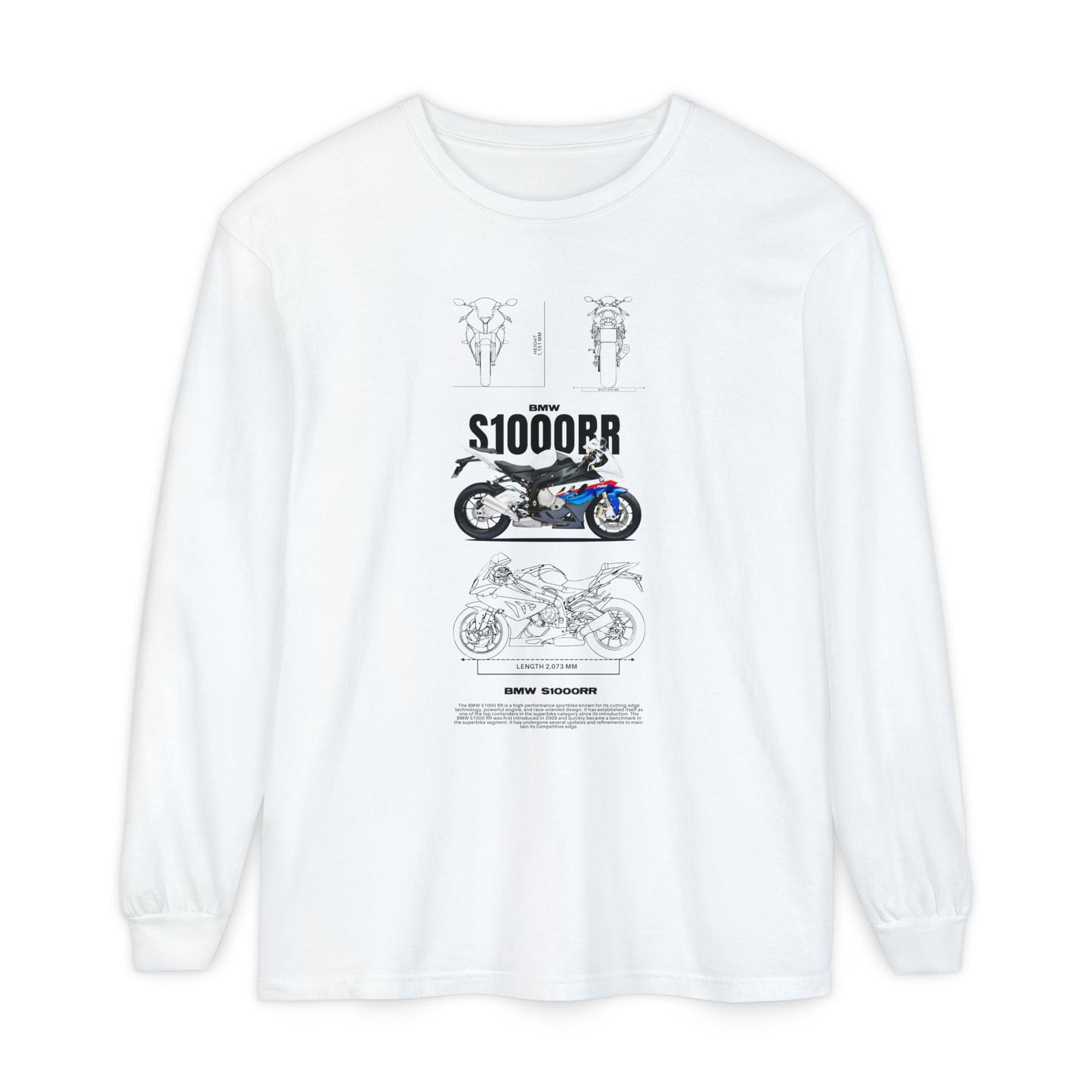 BMW S1000RR Motorcycle Long Sleeve T-Shirt - Unisex Garment-Dyed - CreativeRino