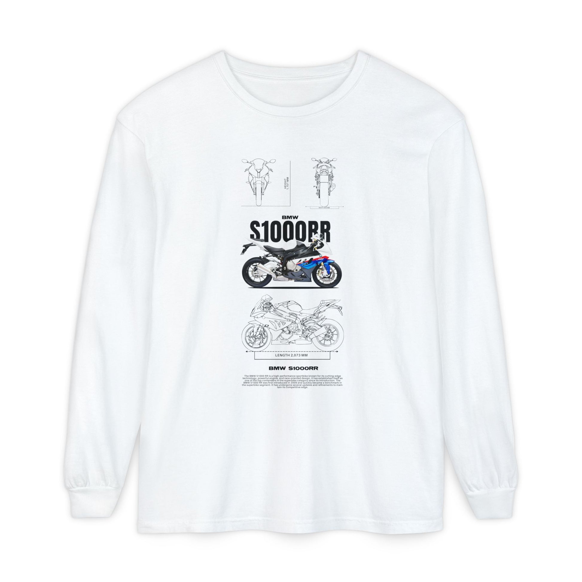 BMW S1000RR Motorcycle Long Sleeve T-Shirt - Unisex Garment-Dyed - CreativeRino