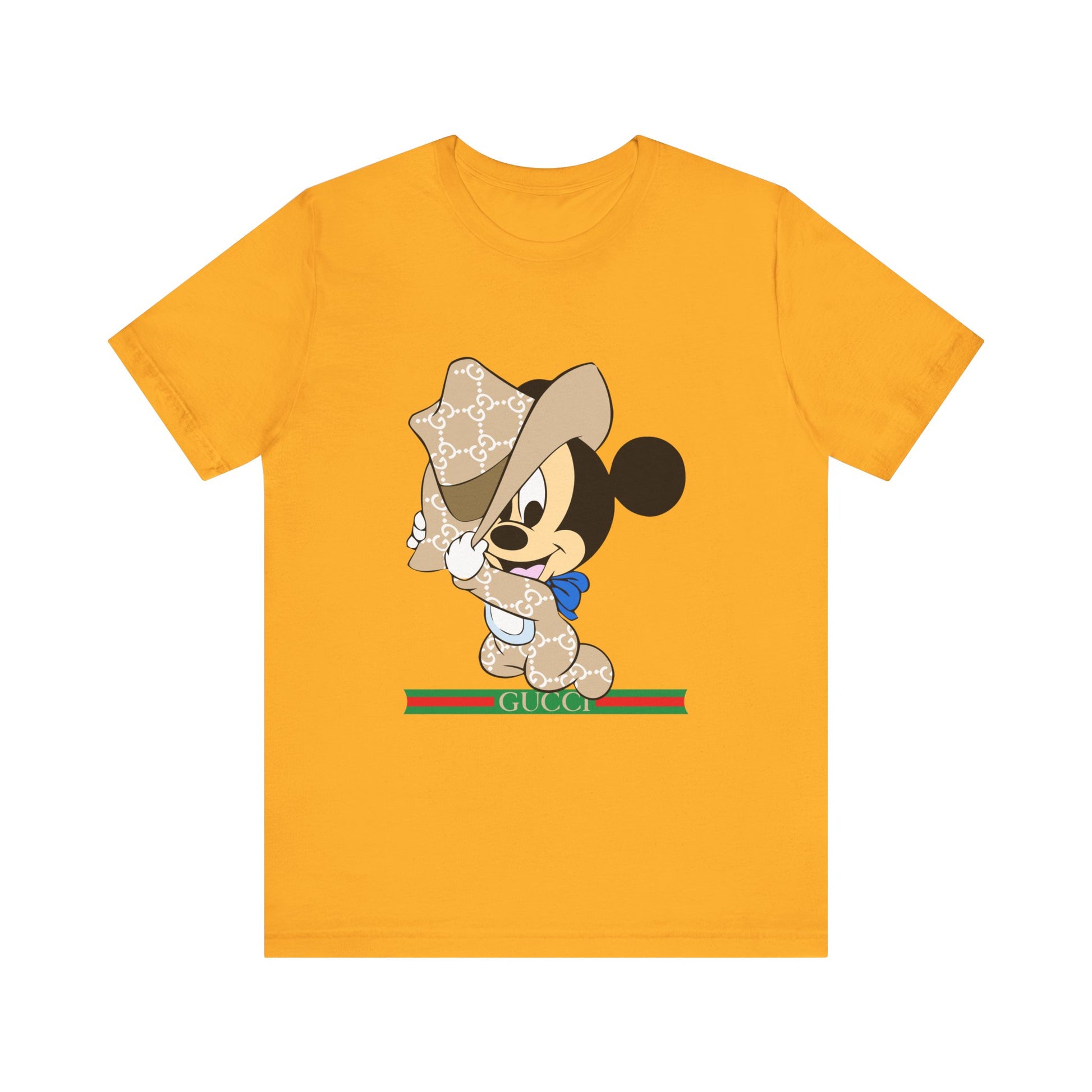 Trendy Graphic Tee - Mickey Mouse Gucci Cowboy T-shirt Design - CreativeRino