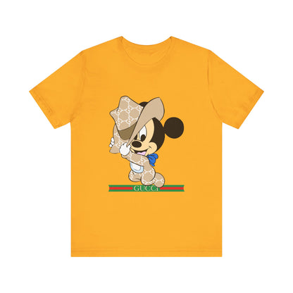 Trendy Graphic Tee - Mickey Mouse Gucci Cowboy T-shirt Design - CreativeRino