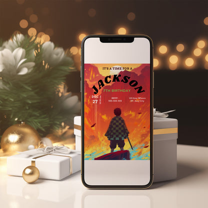 Demon Slayer Birthday Invitation Template - CreativeRino