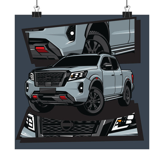 Stylish Matte Square Posters featuring Sleek Pickup Truck Design - CreativeRino