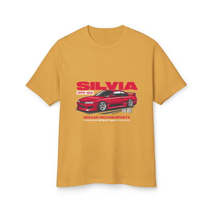 Nissan Silvia Motorsports Tee - Heavyweight Unisex Cotton T-shirt - CreativeRino