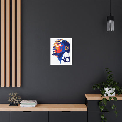 Basketball Satin Canvas Art Print - Kevin Durant Portrait - CreativeRino