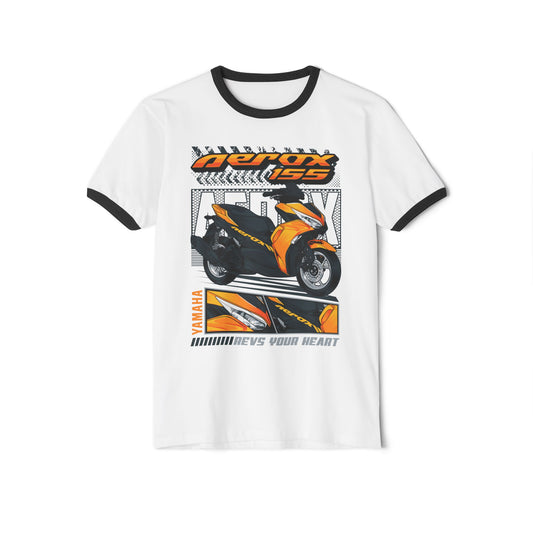 Yamaha Aerox Unisex Cotton Ringer T-Shirt - Rev Your Heart - CreativeRino