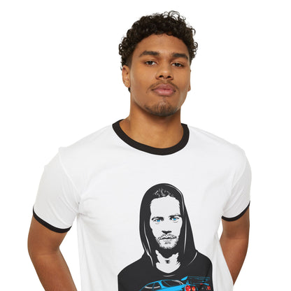 Paul Walker Car Enthusiast Unisex Cotton Ringer T-Shirt – Cool Graphic Design - CreativeRino