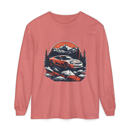 Mountain Adventure Long Sleeve T-Shirt - Unisex Garment-Dyed Shirt - CreativeRino