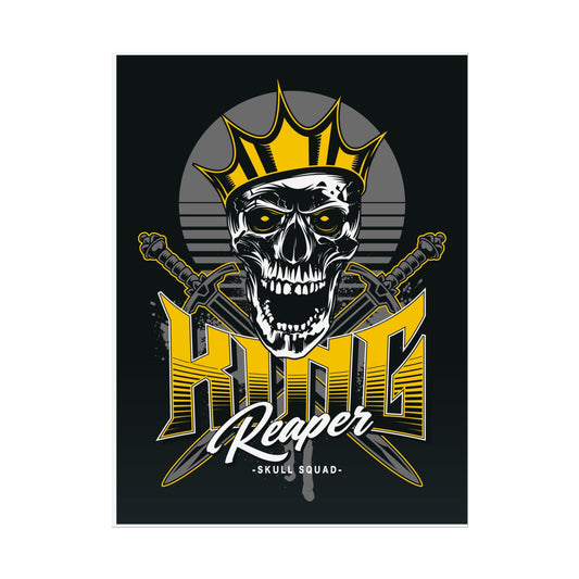 Vintage Skull King Reaper Poster - Bold Wall Art for Gamers & Bikers - CreativeRino
