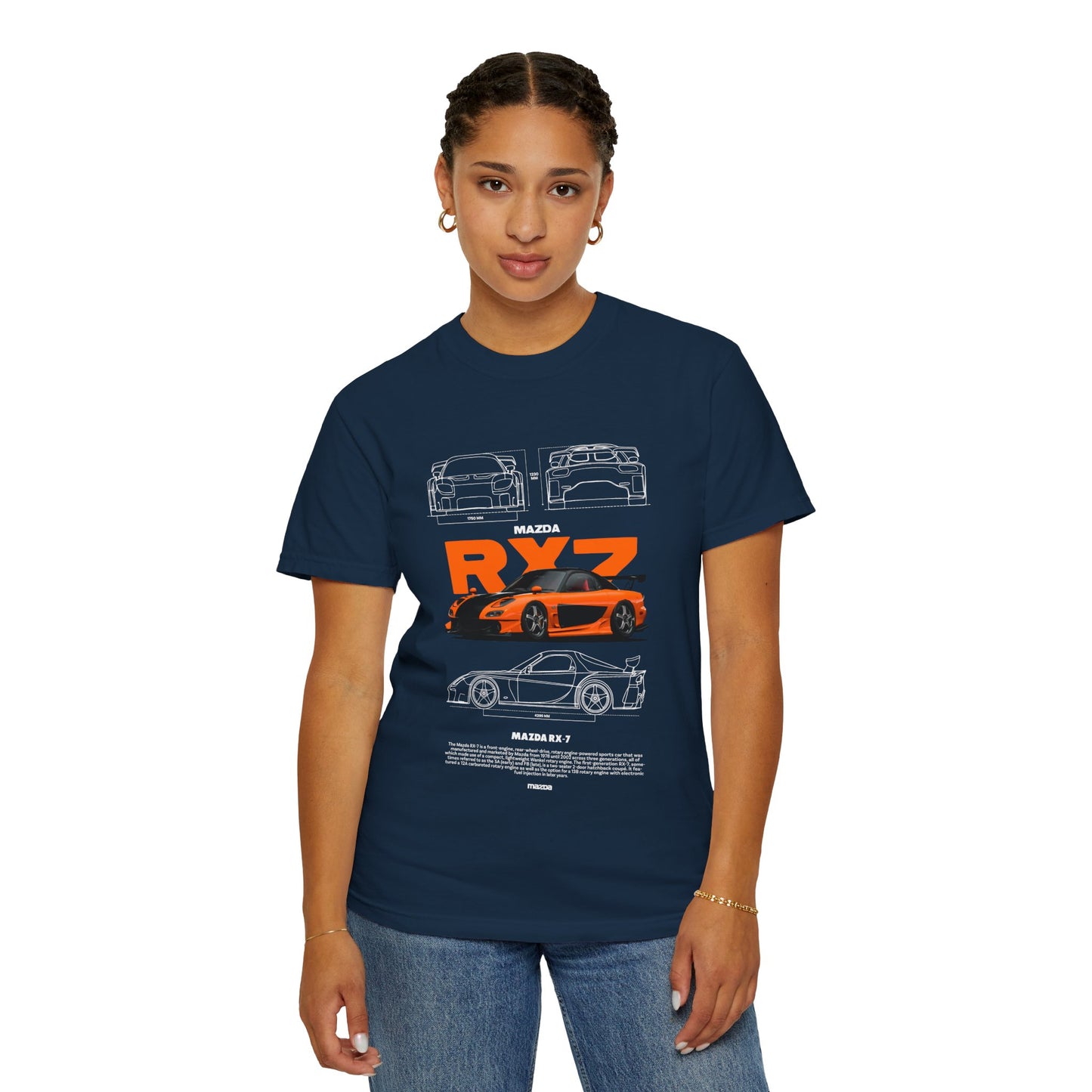 Mazda RX-7 Unisex Garment-Dyed T-Shirt | Car Enthusiast Apparel - CreativeRino