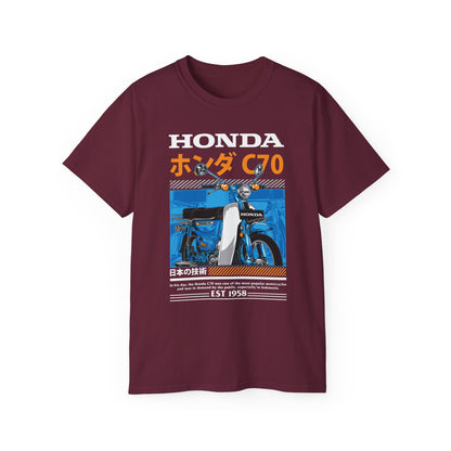 Honda C70 Retro Unisex Ultra Cotton Tee - Vintage Motorcycle Graphic T-shirt - CreativeRino