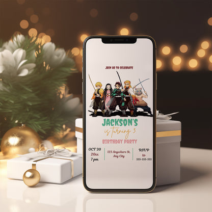 Demon Slayer Birthday Invitation Template - CreativeRino