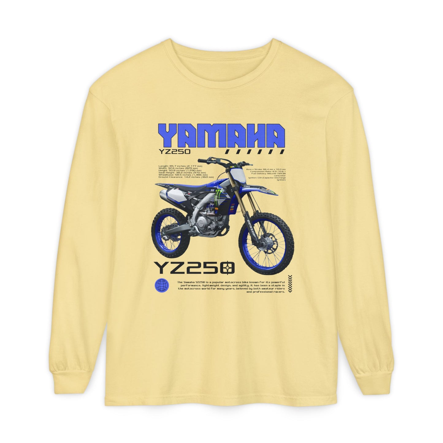 Yamaha YZ250 Long Sleeve Tee - Perfect T-shirt Gift for Motorcycle Enthusiasts - CreativeRino