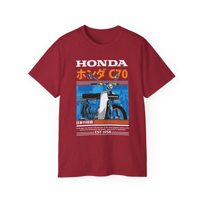 Honda C70 Retro Unisex Ultra Cotton Tee - Vintage Motorcycle Graphic T-shirt - CreativeRino