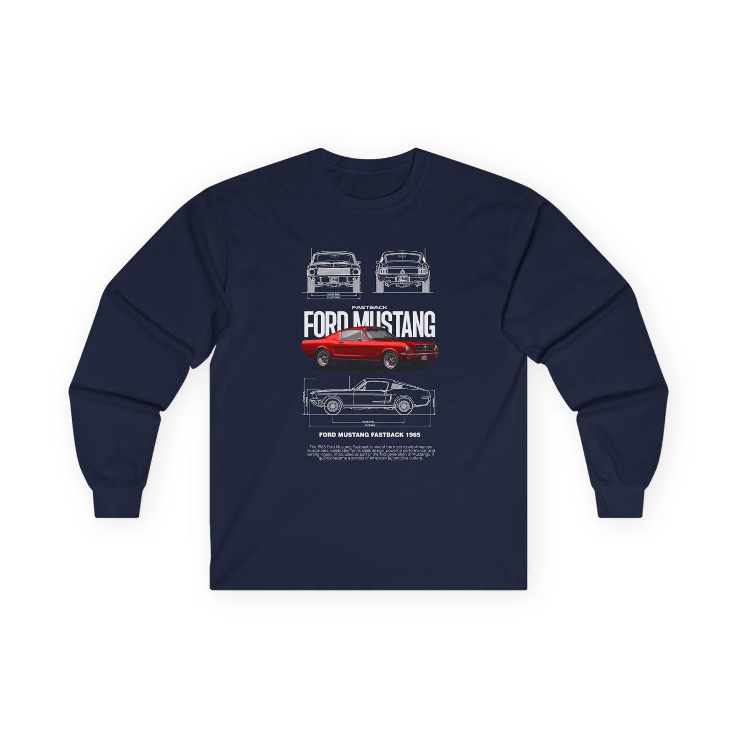 Ford Mustang Retro Long Sleeve T-shirt for Car Enthusiasts - CreativeRino