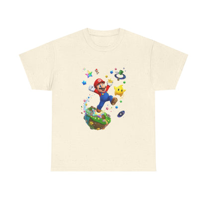 Mario Galaxy Graphic Tee — Mario Jumping with Luma Kids T‑Shirt Printify