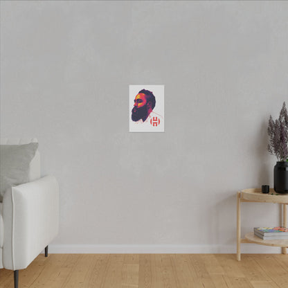 Stretched Matte Canvas Art - Vibrant Portrait of James Harden - CreativeRino