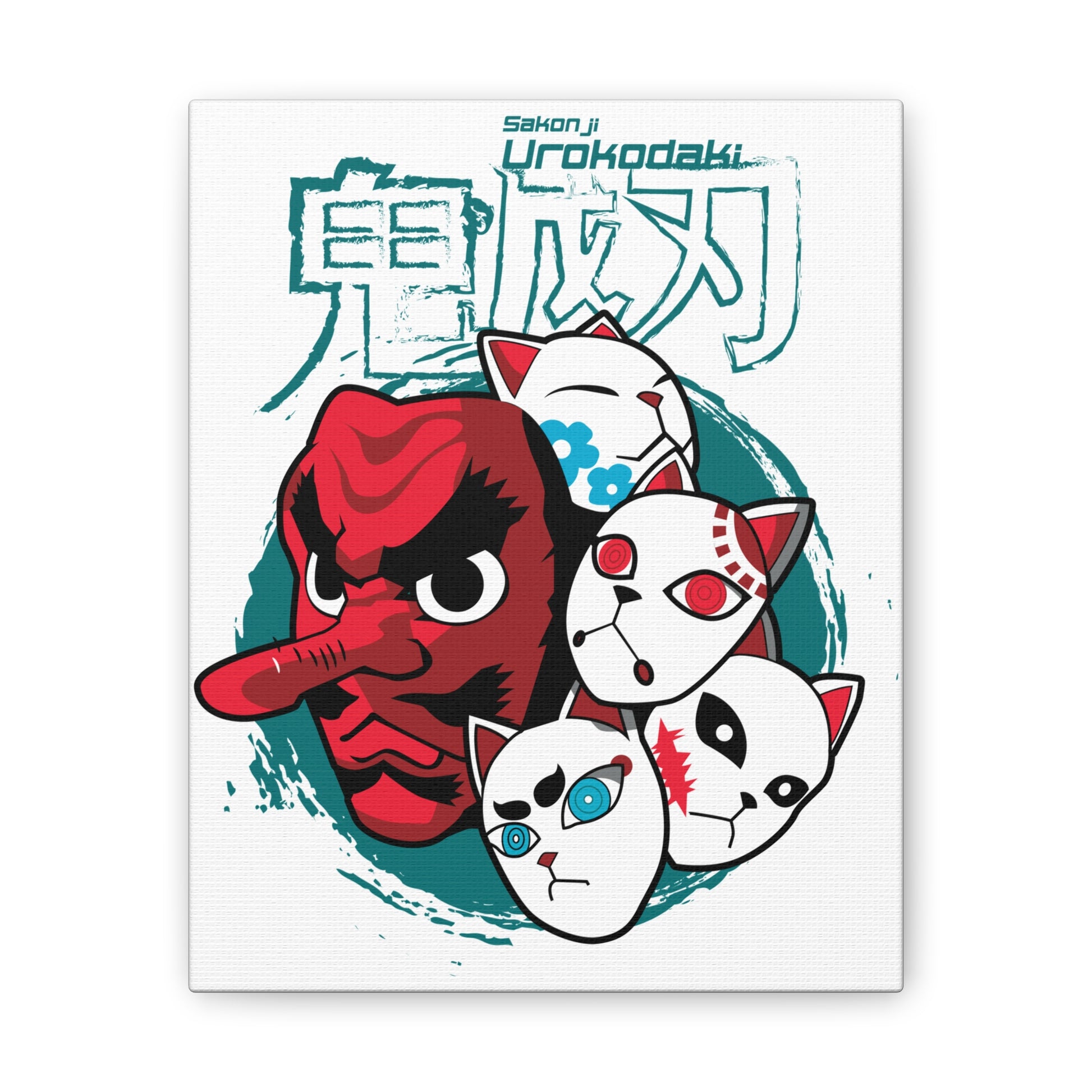 Anime-Inspired Canvas Art - Urokodaki Masks Wall Decor - CreativeRino