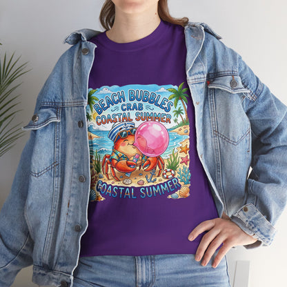 Beach Bubbles Crab Coastal Summer T-Shirt Printify