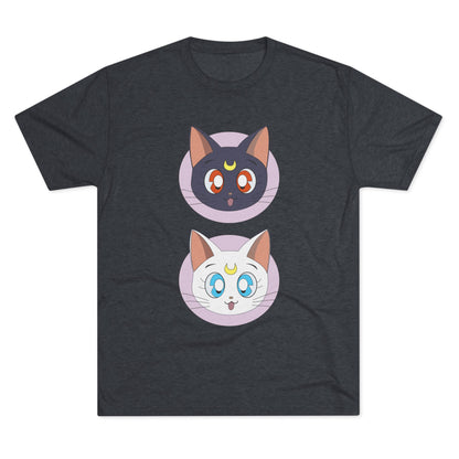 Cute Cat Faces Unisex Tri-Blend Tee Sailor Moon Crew T-shirt - CreativeRino