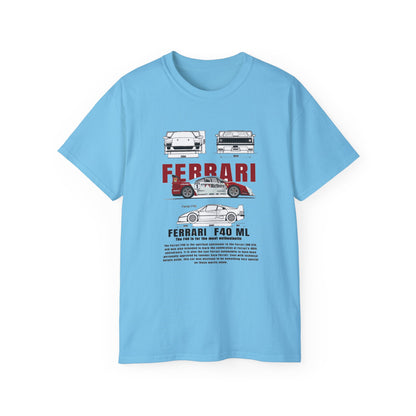 Ferrari F40 Multi-Graphic Unisex Ultra Cotton Tee | Car Enthusiast Gift T-shirt - CreativeRino