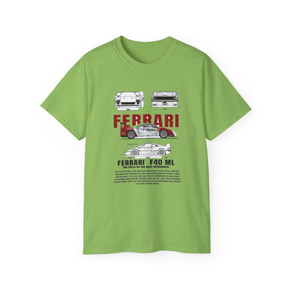 Ferrari F40 Multi-Graphic Unisex Ultra Cotton Tee | Car Enthusiast Gift T-shirt - CreativeRino