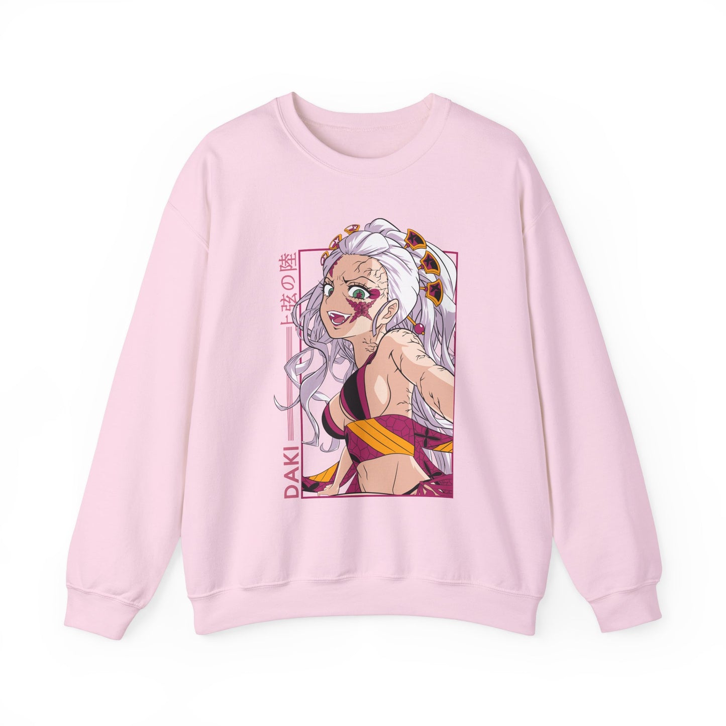 Anime-Inspired Unisex Crewneck Sweatshirt - Demon Slayer Daki Design - CreativeRino