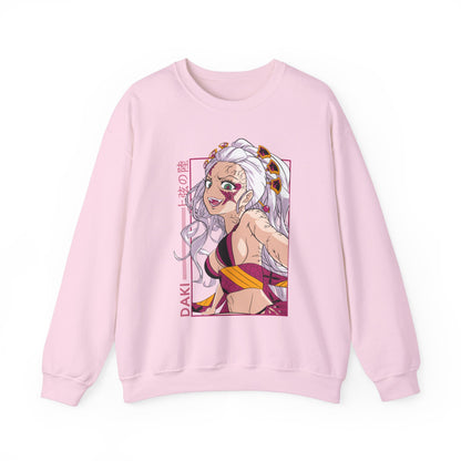 Anime-Inspired Unisex Crewneck Sweatshirt - Demon Slayer Daki Design - CreativeRino