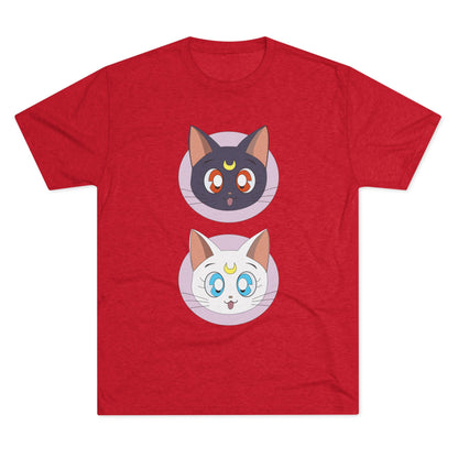 Cute Cat Faces Unisex Tri-Blend Tee Sailor Moon Crew T-shirt - CreativeRino