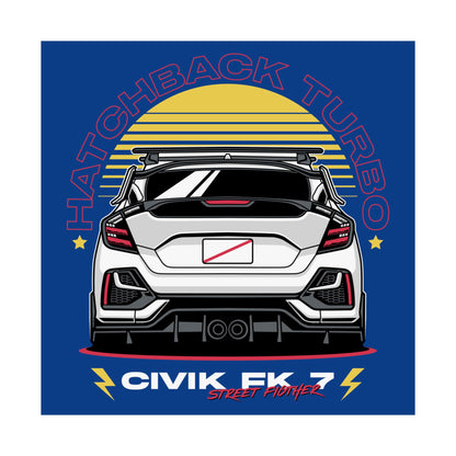 Car Enthusiast Matte Square Poster - HATCHBACK TURBO Design - CreativeRino