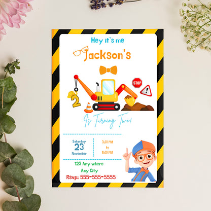 Blippi  Birthday Invitation Template - CreativeRino