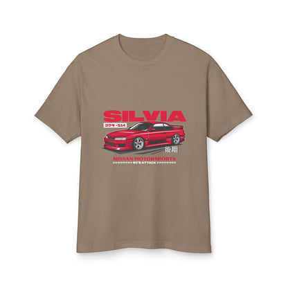 Nissan Silvia Motorsports Tee - Heavyweight Unisex Cotton T-shirt - CreativeRino
