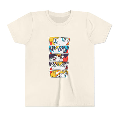 Youth Anime-Inspired Short Sleeve Tee - Colorful Sailor Moon Character Eyes T-shirt Design - CreativeRino