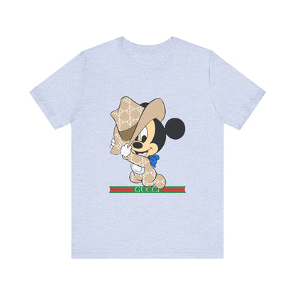 Trendy Graphic Tee - Mickey Mouse Gucci Cowboy T-shirt Design - CreativeRino