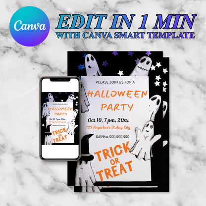 Trick or Treat Halloween Invitation Template - CreativeRino