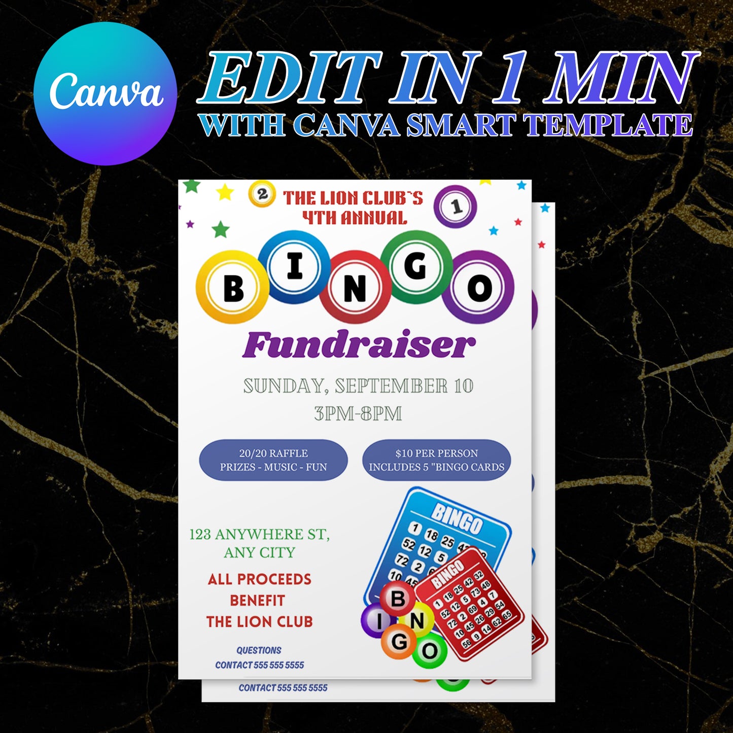 Bingo Fundraiser Flyer Template | Bingo Night Flyer Invite