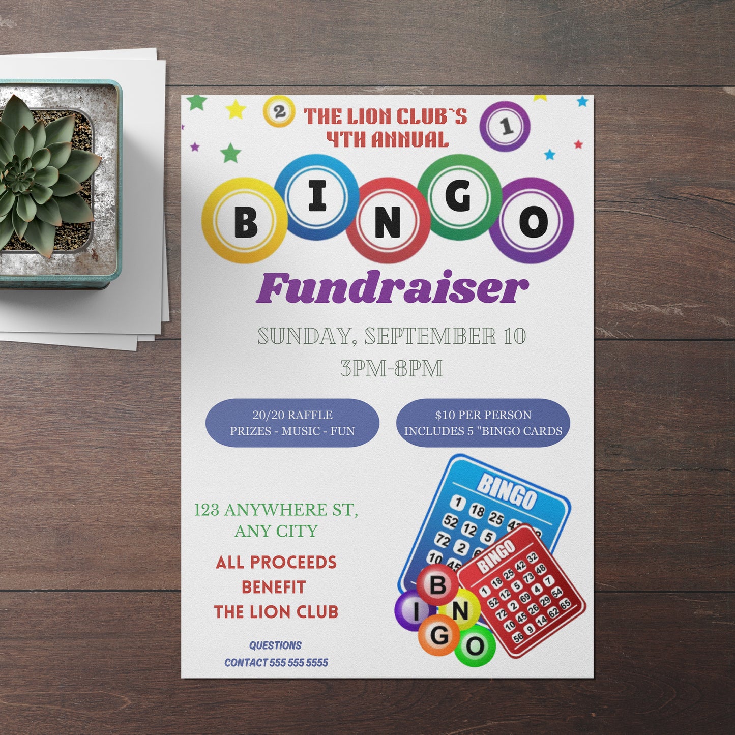 Bingo Fundraiser Flyer Template | Bingo Night Flyer Invite