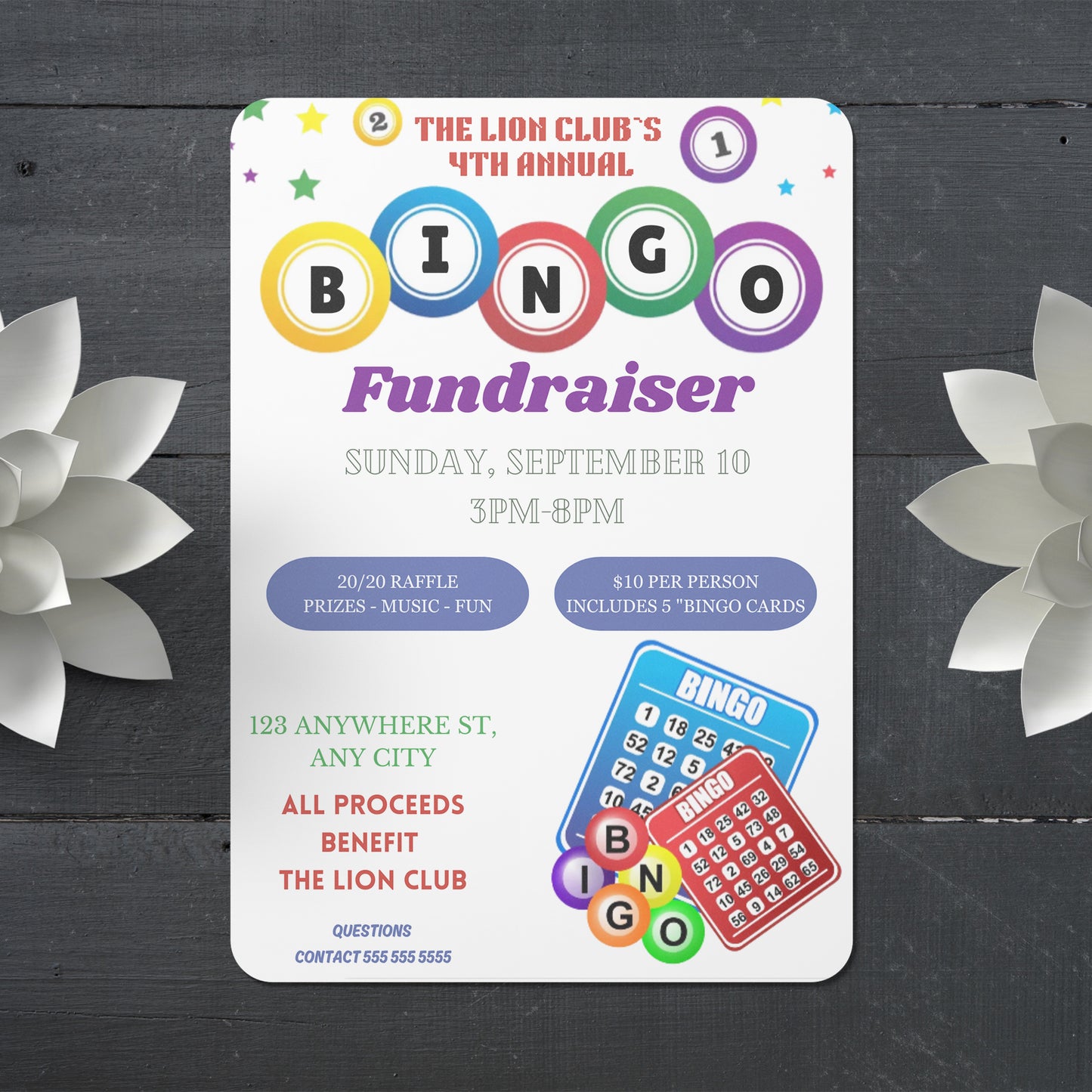 Bingo Fundraiser Flyer Template | Bingo Night Flyer Invite