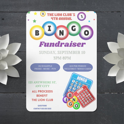 Bingo Fundraiser Flyer Template | Bingo Night Flyer Invite CreativeRino