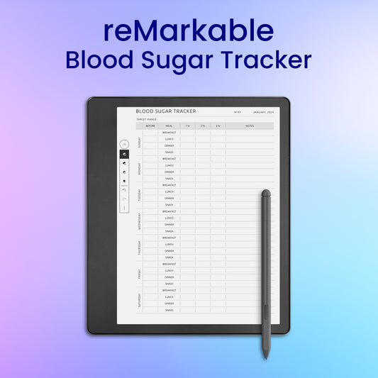 reMarkable 2 Blood Sugar Tracker Planner Template