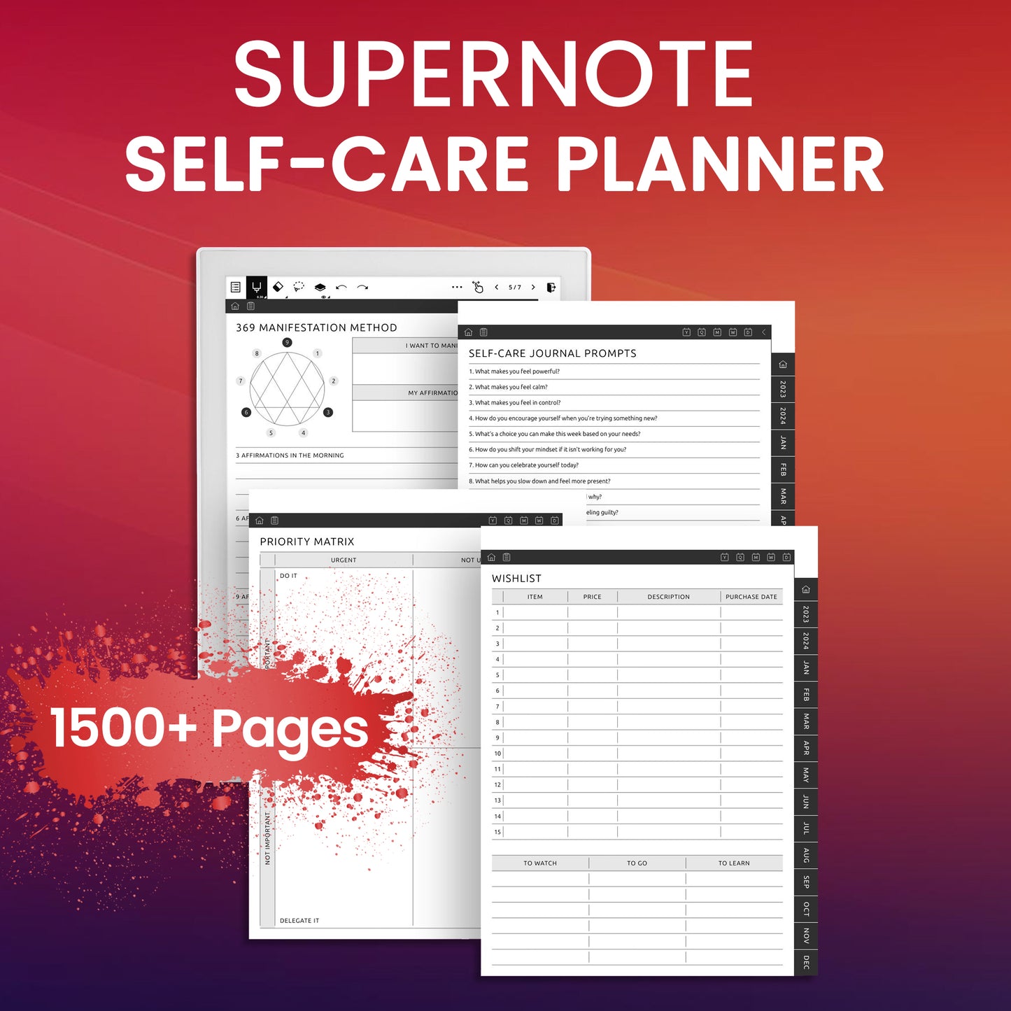 Supernote Self-Care Planner Template